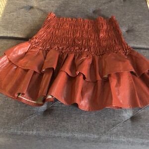 glam heartbreaker faux leather, tiered, ruffled smocked mini skirt Size S